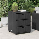 Garden Storage Cabinet Black 55x59x69 cm Poly Rattan 365555