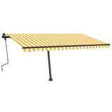 Freestanding Manual Retractable Awning 450x350 cm Yellow/White 3069838