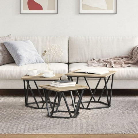 ZNTS Side Tables 3 pcs Sonoma Oak Engineered Wood 868280