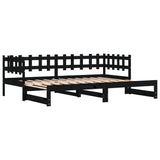 Pull-out Day Bed without Mattress Black 2x cm Solid Wood 840390