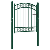 ZNTS Fence Gate with Arched Top Steel 100x100 cm Green 146363