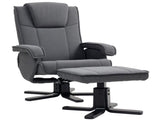 Rocker Swivel Recliner Chair with Footstool - Charcoal Grey Velvet T3398P341419