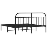 Metal Bed Frame without Mattress with Headboard Black 160x200cm 353638