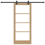 Sliding Door Natural 86 x 198.5 cm Solid Pine Wood and Glass 3332311