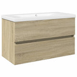 2 Piece Bathroom Furniture Set Ceramic and Engineered Wood 3307659