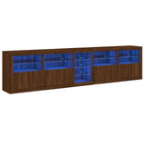 Sideboard with LED Lights Brown Oak 283x37x67 cm 3209029