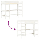 Loft Bed without Mattress White 100x200 cm Solid Wood Pine 842847