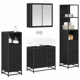 Bathroom Furniture Set 4 pcs Black Oak Engineered Wood 3402331