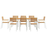 Garden Dining Set 9 pcs Solid Acacia Wood and Stainless Steel 3334780