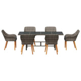 Garden Dining Set with Cushion 7 pcs Grey Poly Rattan 3261625