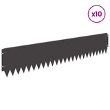 Lawn Edging 10 pcs 103 x 20 cm Steel Black 8008371