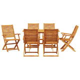 Garden Dining Set Folding 7 pcs Brown Solid Acacia Wood 3375713