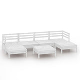7 Piece Garden Lounge Set White Solid Wood Pine 3083340