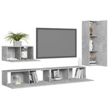 4 Piece TV Cabinet Set Concrete Grey Engineered Wood 3079096