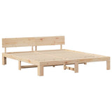 Bed Frame with Headboard Natural 200 x 200 cm Solid Pine Wood 872638