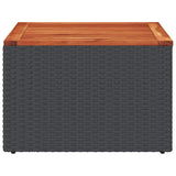 Garden Table Black 55x55x37 cm Poly Rattan and Acacia Wood 365975