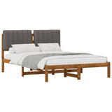 Bed Frame with Upholstered Headboard Natural and Light Grey 904161