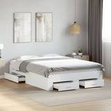 Bed Frame White Engineered wood, Plywood Double Bed Frame 3280391
