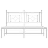 Metal Bed Frame without Mattress with Headboard White 140x200cm 374389