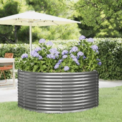 Garden Raised Bed Grey 140x140x68 cm Galvanised Steel 319089