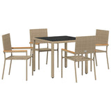 Garden Dining Set 5 pcs Beige Poly Rattan 3365389