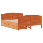 ZNTS Bed Frame without Mattress Wax Brown 120x190 cm Small Double Solid Wood Pine 3301802