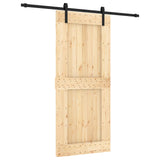 Sliding Door Natural and Black 90 x 210 cm Solid Pine Wood 3444920