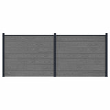 Fence Panel 2 pcs WPC and Aluminium Grey 3429466
