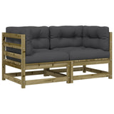 ZNTS Garden Sofas Corner with Cushions 2 pcs Impregnated Wood Pine 838076