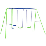Metal Garden Swing Set Height Adjustable Children Outdoor Backyard Play Set for Toddlers Over 3 T3398P348086