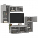 5 Piece TV Wall Units with LED Grey Sonoma Engineered Wood 3216730