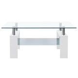 Coffee Table White and Transparent 95x55x40 cm Tempered Glass 330304