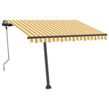Freestanding Manual Retractable Awning 300x250 cm Yellow/White 3069698