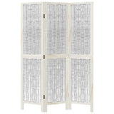 Room Divider 3 Panels White Solid Wood Paulownia 358669