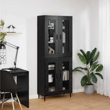 Highboard 2 pcs Black Oak Engineered Wood and Glass 3403182