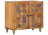 Bathroom Furniture Set with Door 3 pcs Natural Solid Mango Wood 3310097