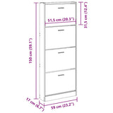 Shoe Cabinet White 59x17x150 cm Engineered Wood 342518