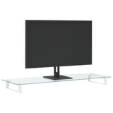 Monitor Stand White 100x35x8 cm Tempered Glass and Metal 374222
