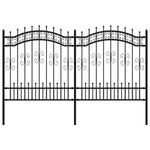 Garden Fence with Spear Top Black 240x125 cm Powder-coated Steel 151086