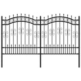 Garden Fence with Spear Top Black 240x125 cm Powder-coated Steel 151086