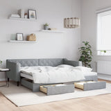 Daybed with Trundle&Drawers without Mattress Light Grey 90x190 cm Single 3197499