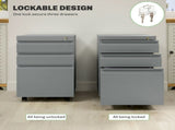 3 Drawer Filling Cabinet, Mobile Metal File Cabinet with Anti-tilt Design for Letter, A4, Legal T3398P342411
