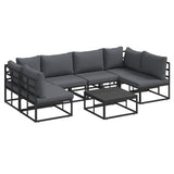 Garden Sofa Set with Cushion 7 pcs Black Aluminium 3378849