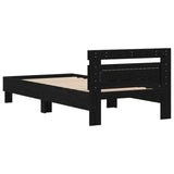 Bed Frame with LED Black Oak 75 x 190 cm Engineered Wood 863817