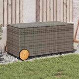 Garden Storage Box with Wheels Grey 190L Poly Rattan 365326