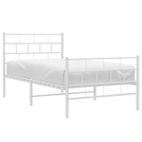 Metal Bed Frame without Mattress with Footboard White 100x200cm 355721