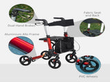 Folding Rollator Walker with Seat and Backrest, Lightweight Walking Frame with Detachable Storage T3398P343291
