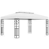 Gazebo with Double Roof&LED String Lights 3x4 m White 3070298