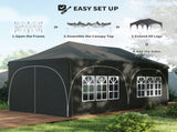 Outsunny 3 x 6m Pop Up Gazebo Shelter Sides, 6 Sandbags, Peak Top Garden Party Tent Marquee T3398P554950