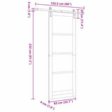 Sliding Door Manual Natural and black 83 x 232 cm 3333284